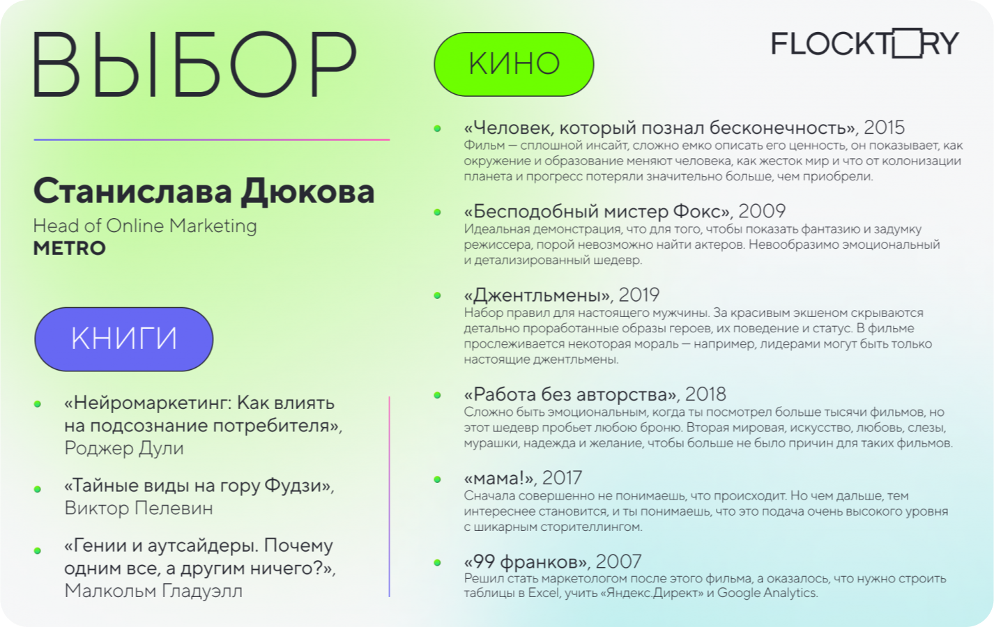 Выбор Станислава Дюкова, Metro Выбор Станислава Дюкова, Metro